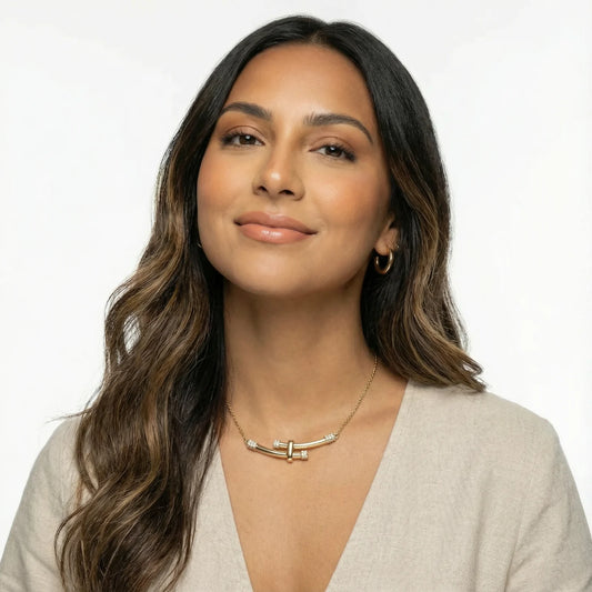 Bamboo Crystal Arc Necklace