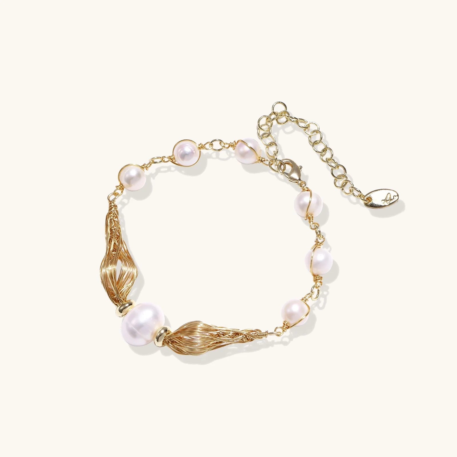 Golden Spiral Pearl Bracelet-Stones and Gems by Saday