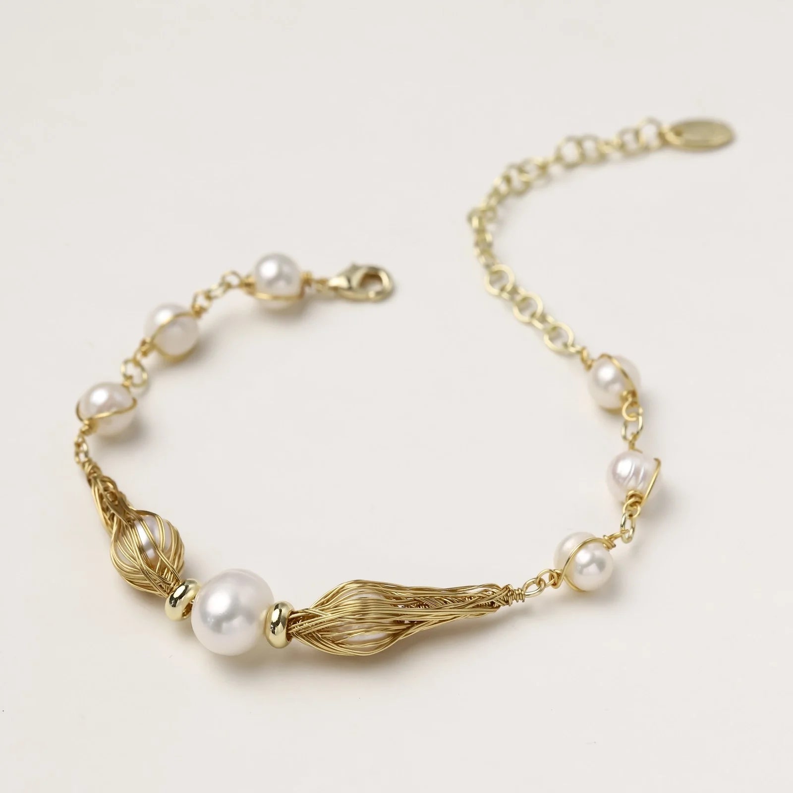 Golden Spiral Pearl Bracelet-Stones and Gems by Saday
