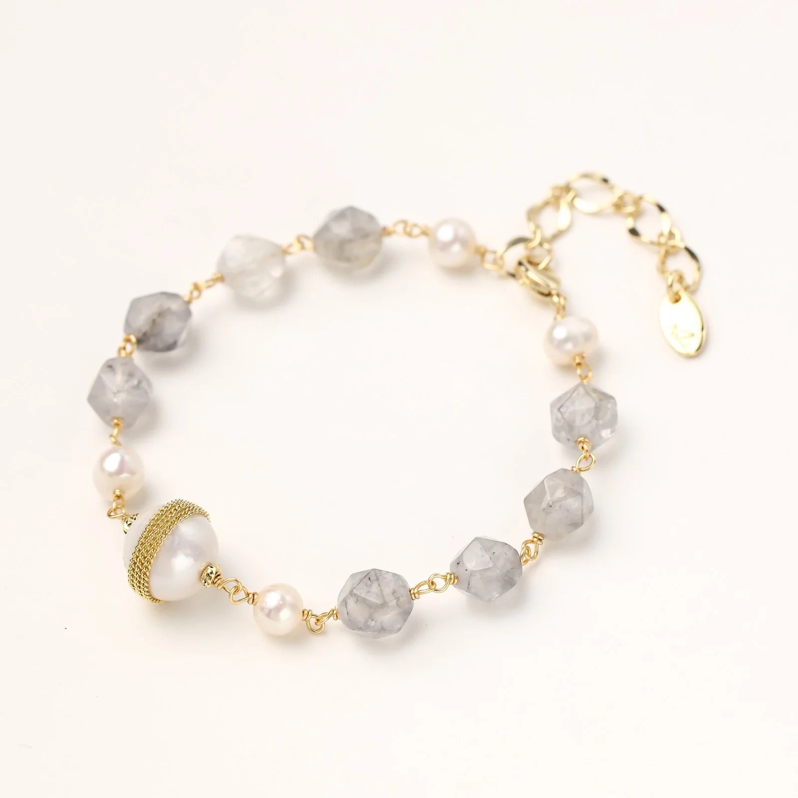 Baroque Pearl Crystal Bracelet-Stones and Gems by Saday