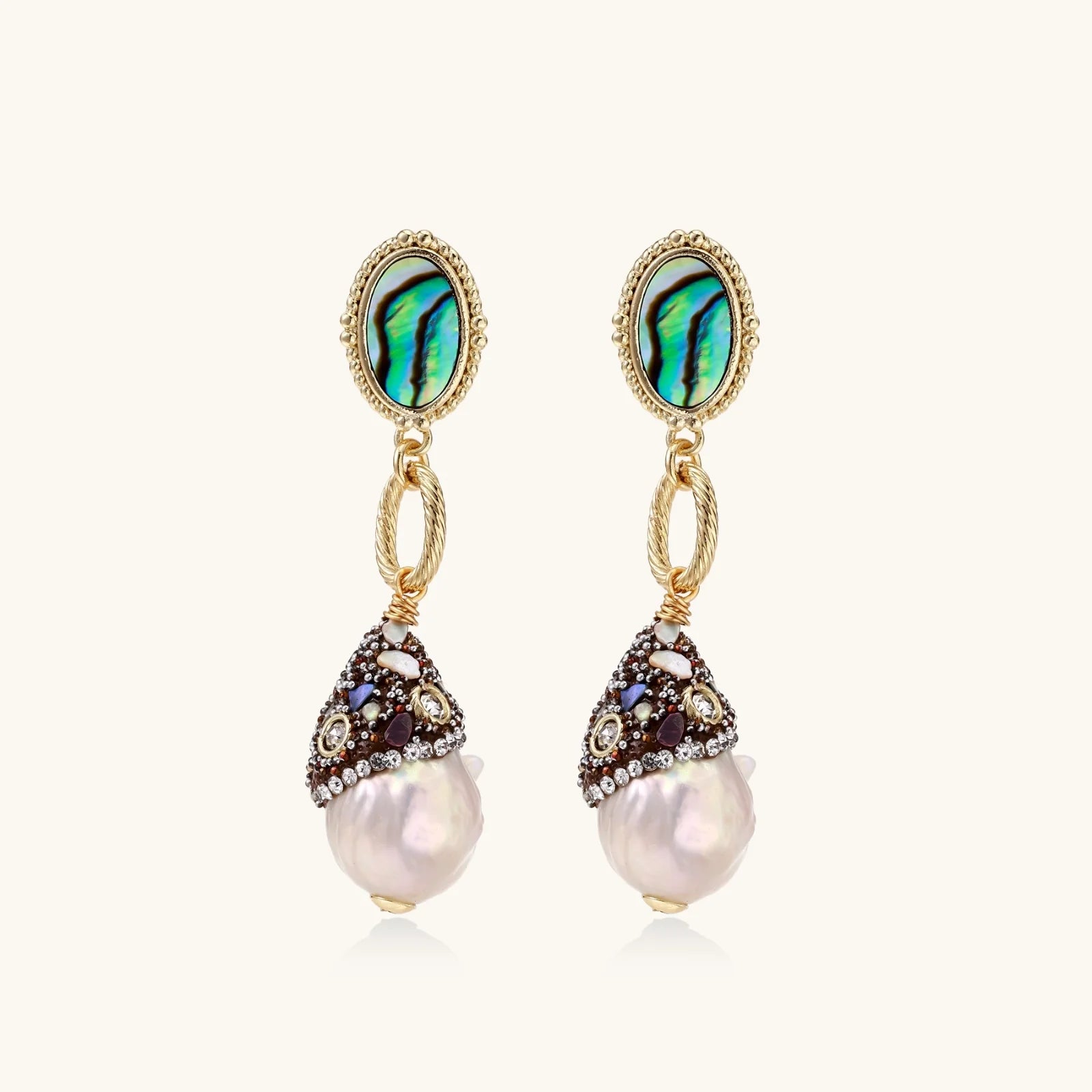 Baroque Pearl Statement Earrings-Stones and Gems by Saday