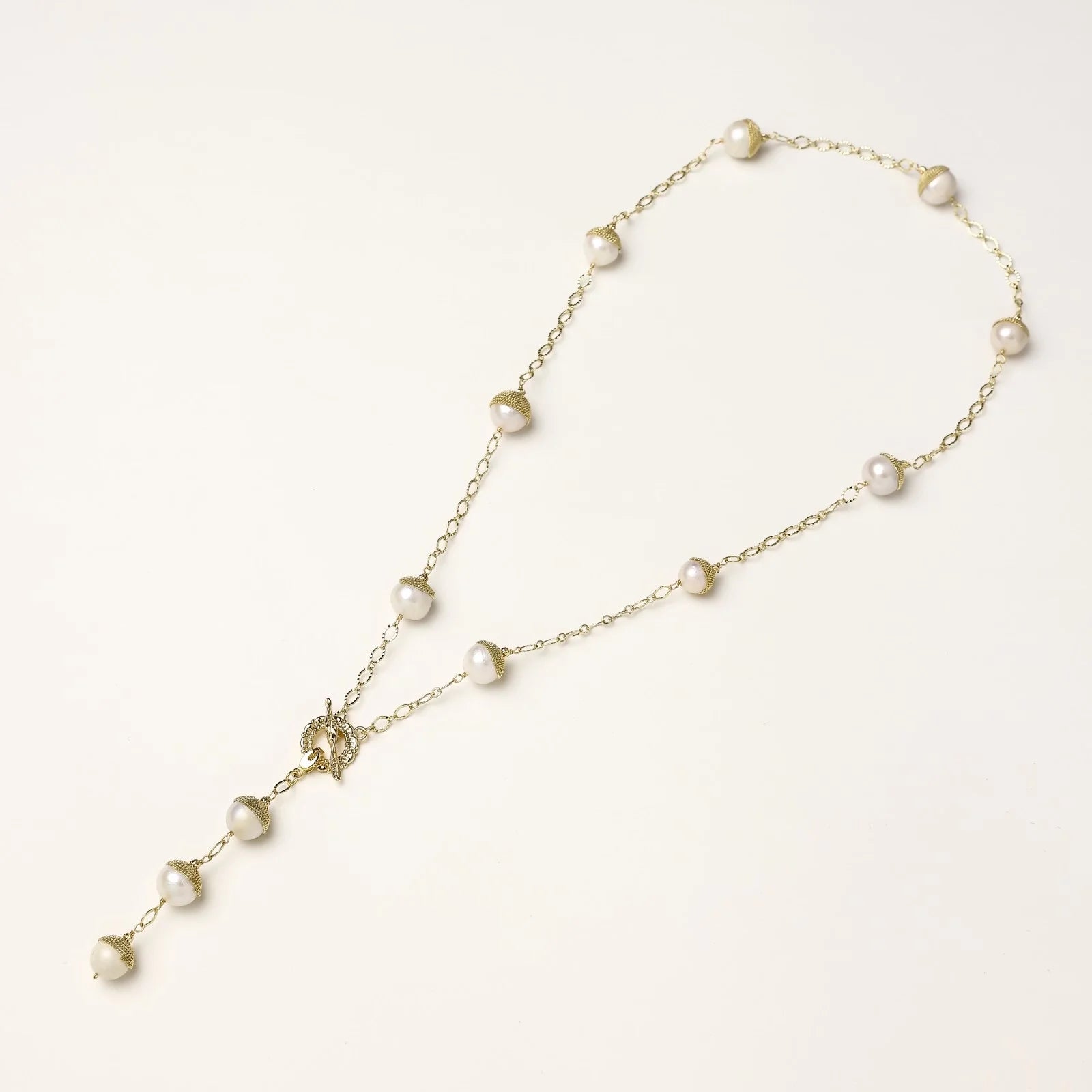 Baroque Pearl Station Necklace-Stones and Gems by Saday