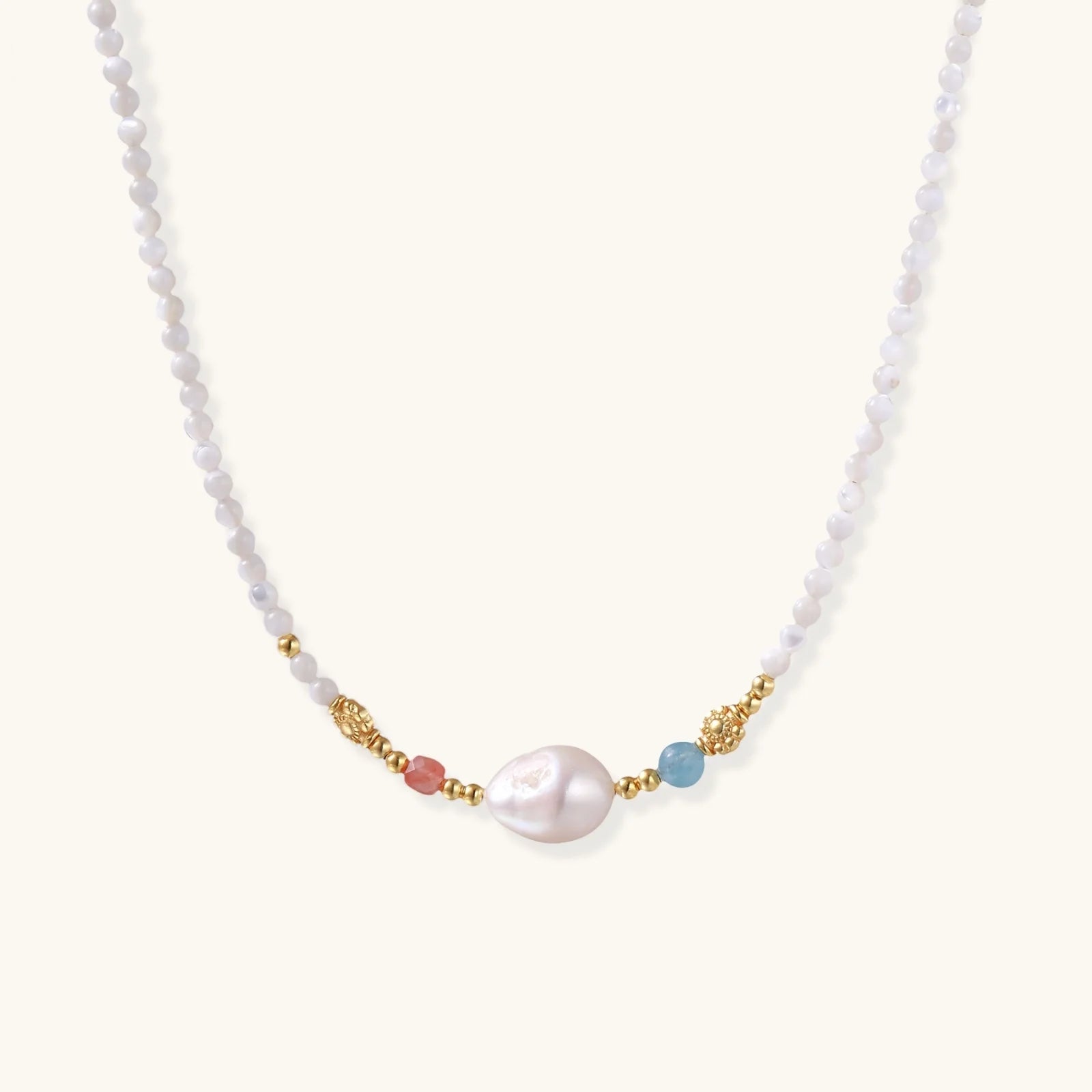 Pearl Garden Beaded Necklace-Stones and Gems by Saday