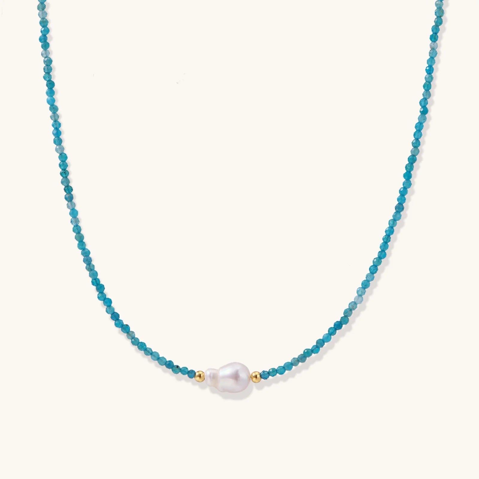 Apatite Dreams Pearl Necklace-Stones and Gems by Saday
