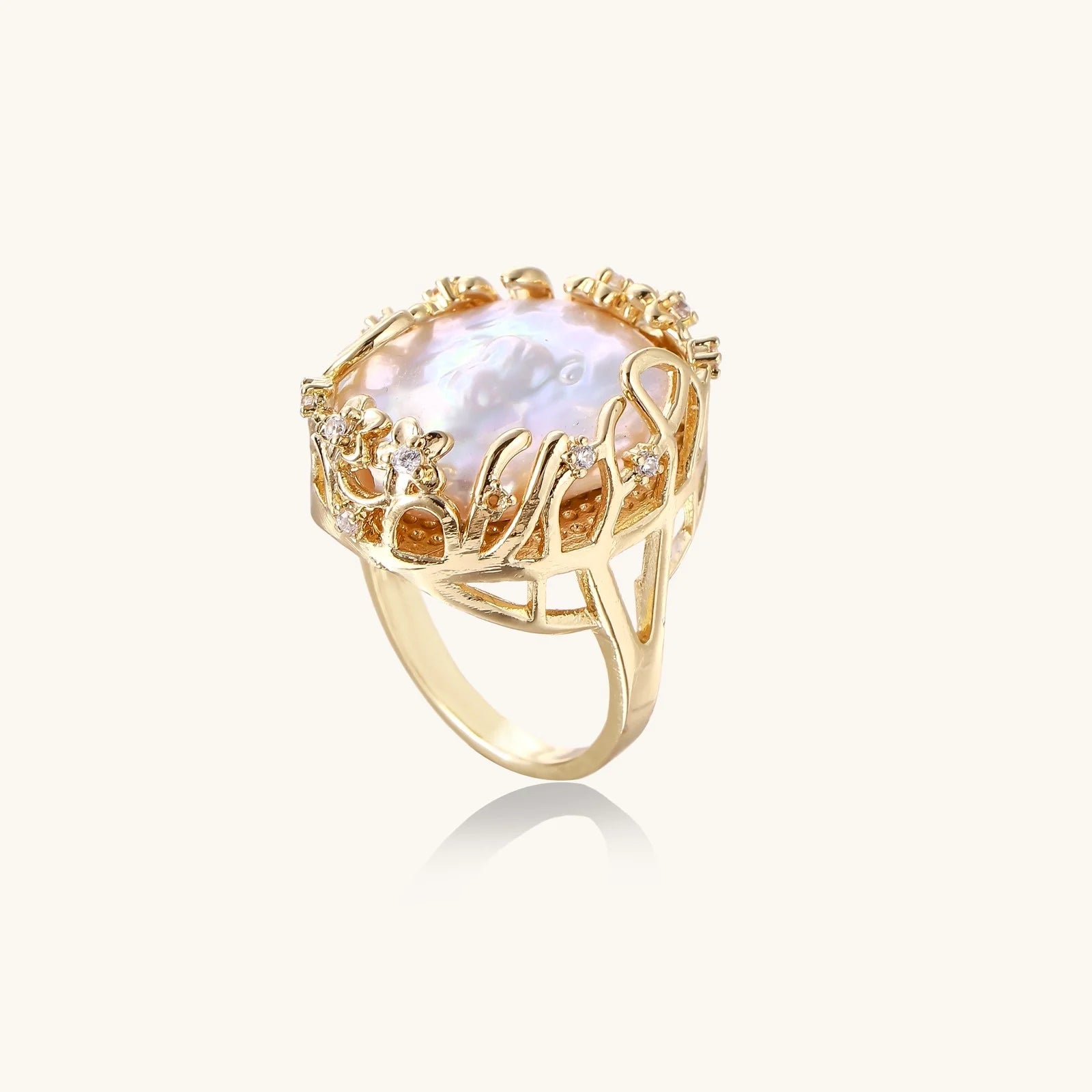 Baroque Pearl Crown Ring-Stones and Gems by Saday