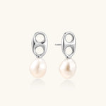 Pearl Circle Drop Studs-Stones and Gems by Saday