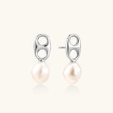 Pearl Circle Drop Studs-Stones and Gems by Saday