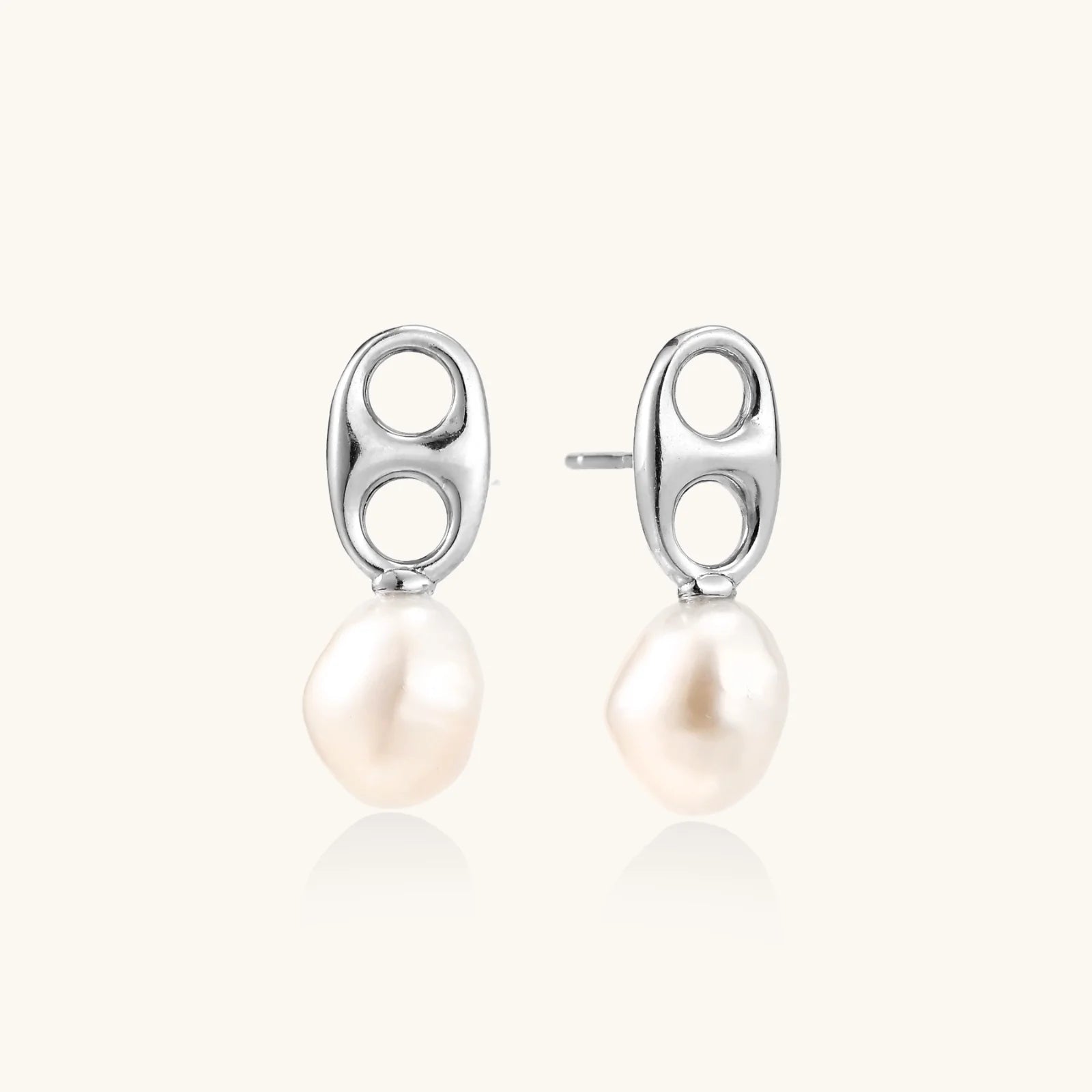 Pearl Circle Drop Studs-Stones and Gems by Saday