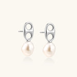 Pearl Circle Drop Studs-Stones and Gems by Saday