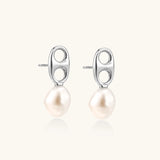 Pearl Circle Drop Studs-Stones and Gems by Saday