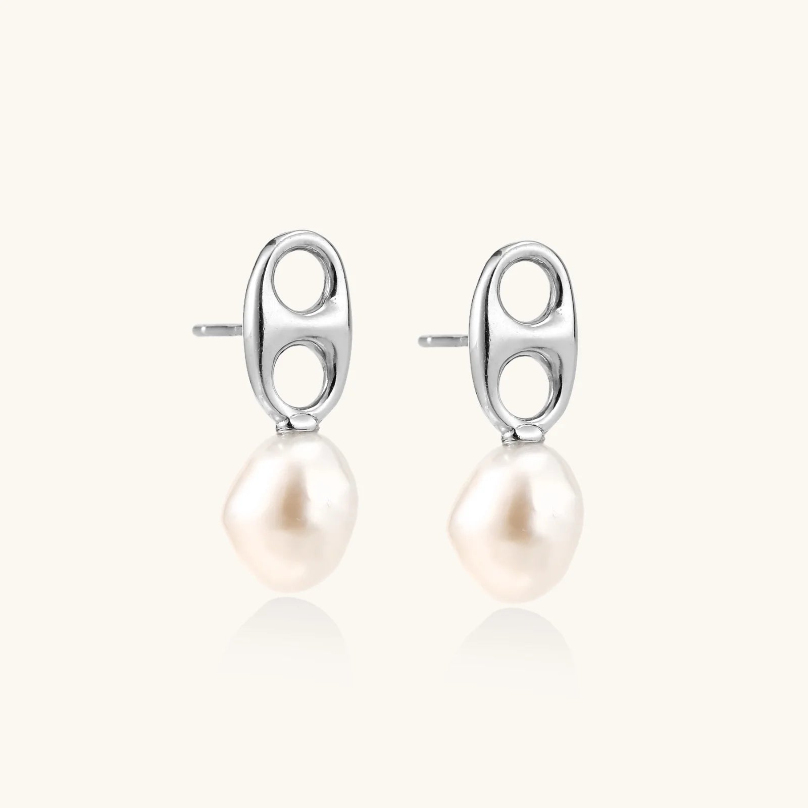 Pearl Circle Drop Studs-Stones and Gems by Saday