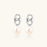 Pearl Circle Drop Studs-Stones and Gems by Saday