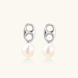 Pearl Circle Drop Studs-Stones and Gems by Saday