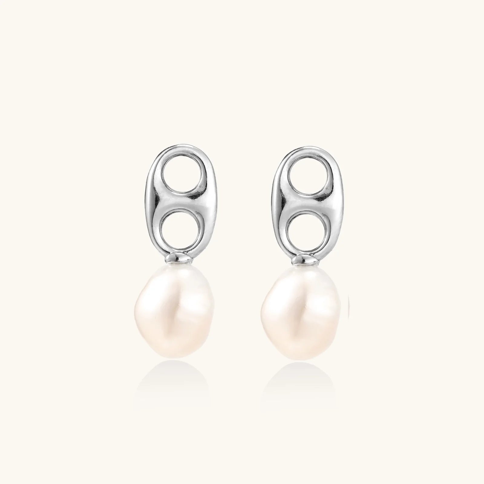 Pearl Circle Drop Studs-Stones and Gems by Saday