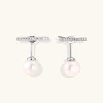 Pearl Drop T-Bar Earrings-Stones and Gems by Saday
