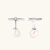 Pearl Drop T-Bar Earrings-Stones and Gems by Saday