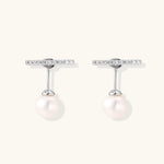 Pearl Drop T-Bar Earrings-Stones and Gems by Saday