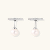 Pearl Drop T-Bar Earrings-Stones and Gems by Saday