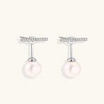 Pearl Drop T-Bar Earrings-Stones and Gems by Saday
