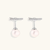Pearl Drop T-Bar Earrings-Stones and Gems by Saday