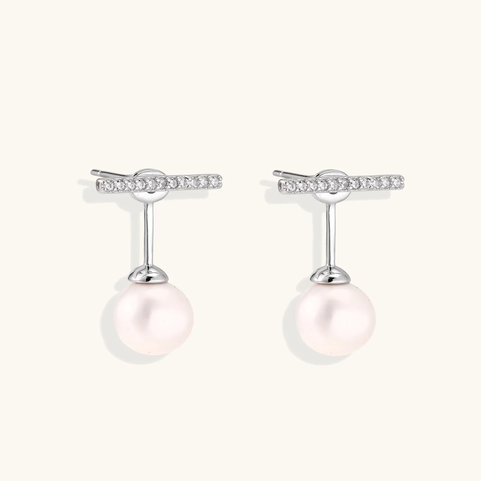 Pearl Drop T-Bar Earrings-Stones and Gems by Saday