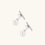Pearl Drop T-Bar Earrings-Stones and Gems by Saday