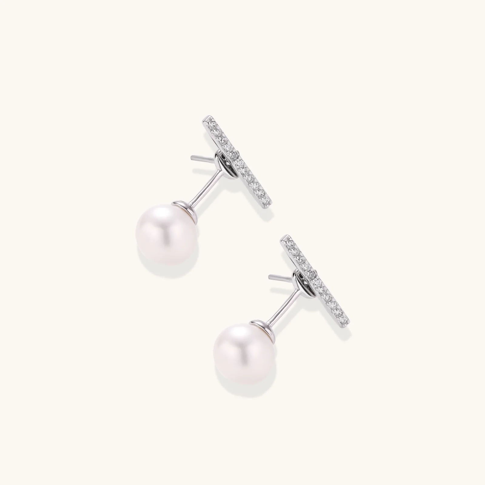 Pearl Drop T-Bar Earrings-Stones and Gems by Saday