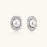 Pearl Halo Stud Earrings | Stones and Gems by Saday
