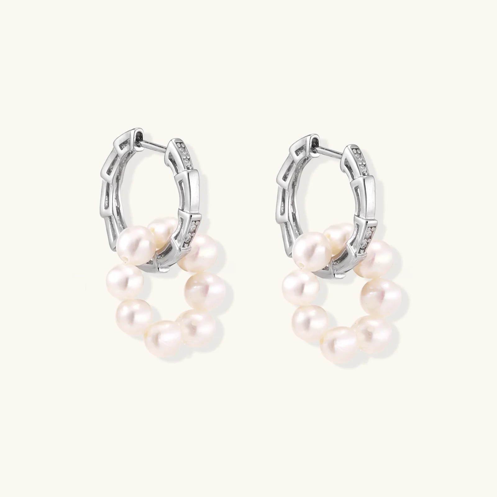 Pearl Cluster Huggie Hoops-Stones and Gems by Saday