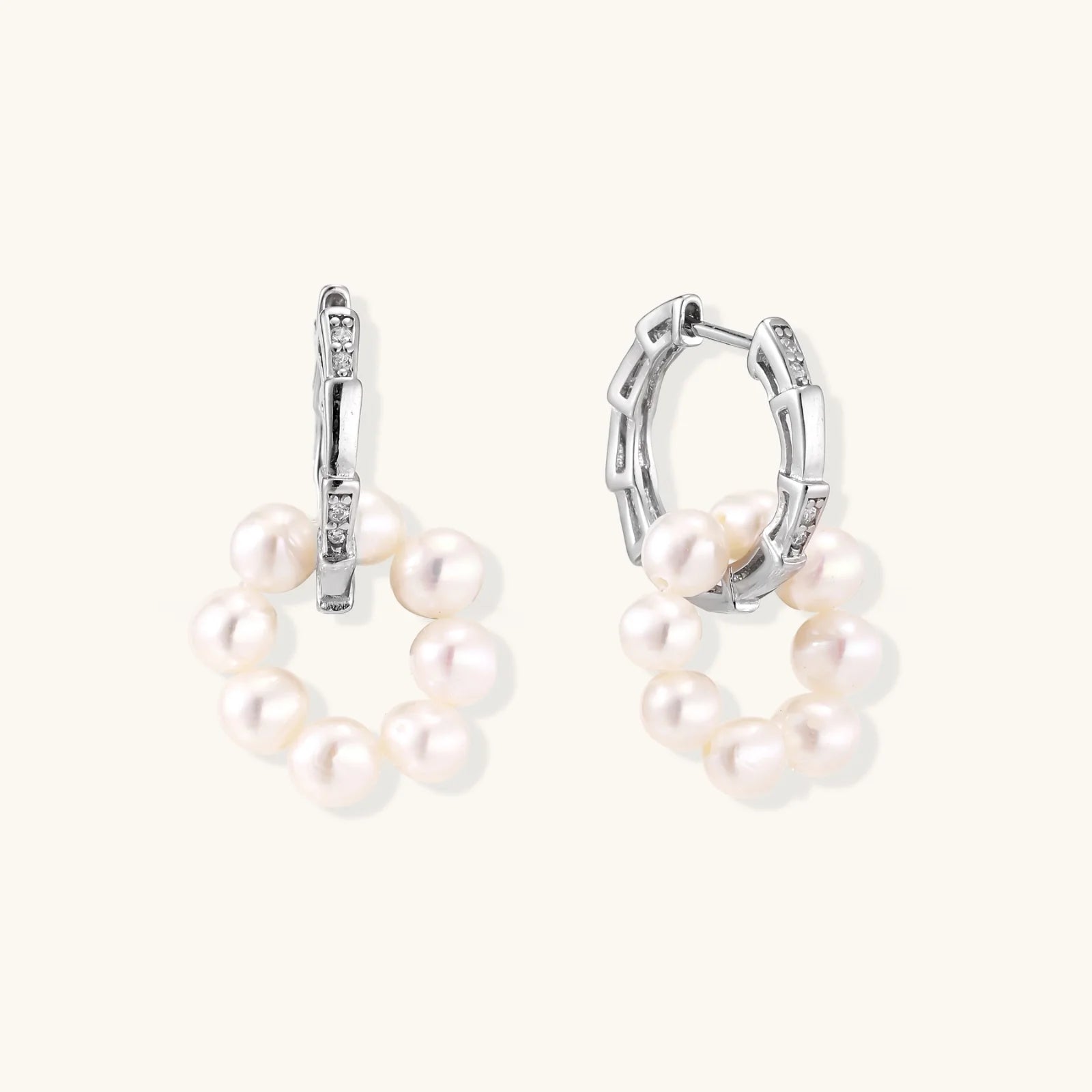 Pearl Cluster Huggie Hoops-Stones and Gems by Saday