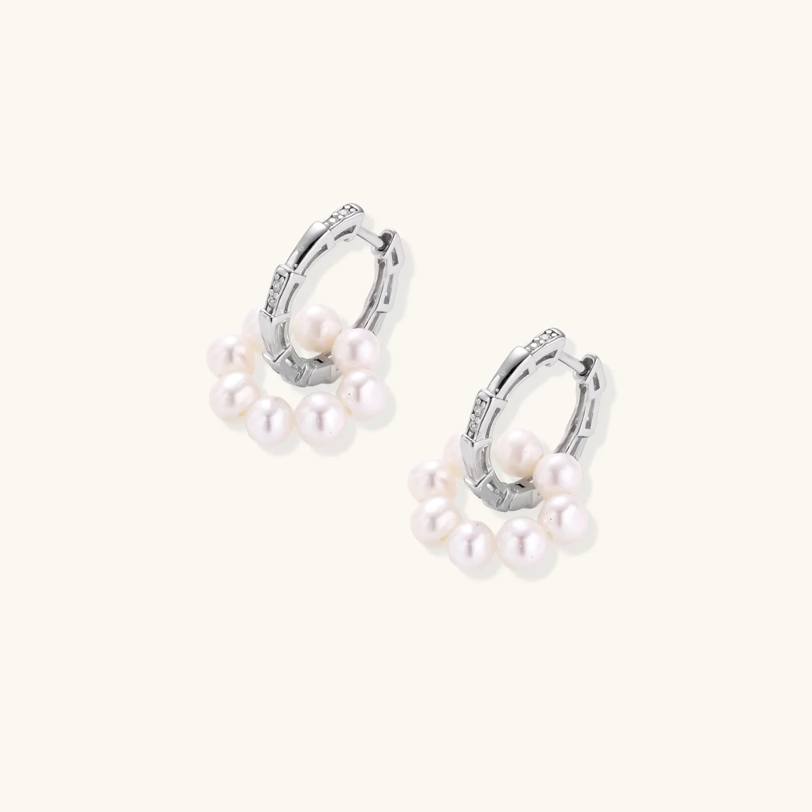 Pearl Cluster Huggie Hoops-Stones and Gems by Saday