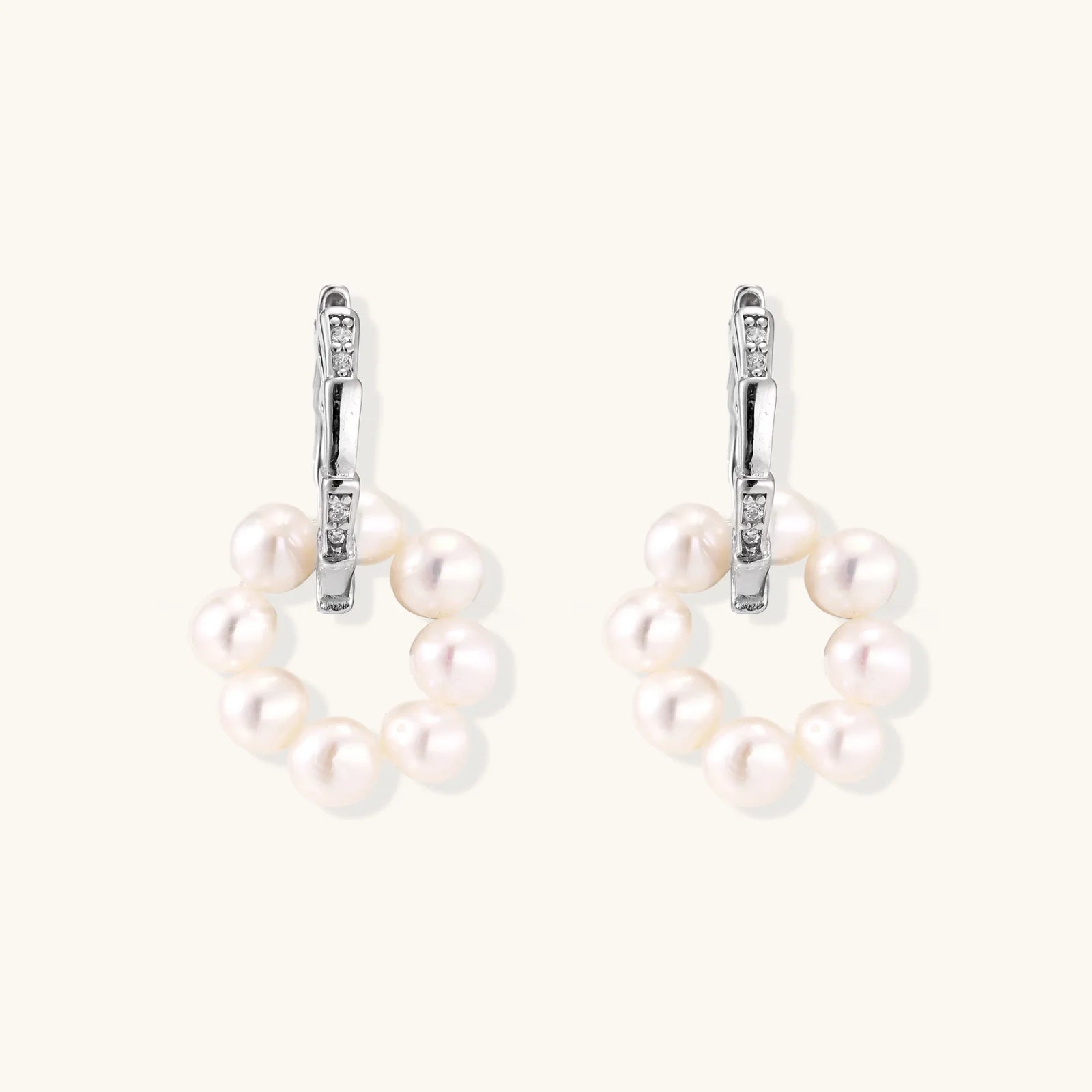 Pearl Cluster Huggie Hoops-Stones and Gems by Saday