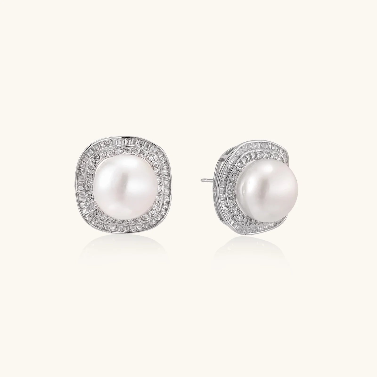 Pearl Halo Studs-Stones and Gems by Saday
