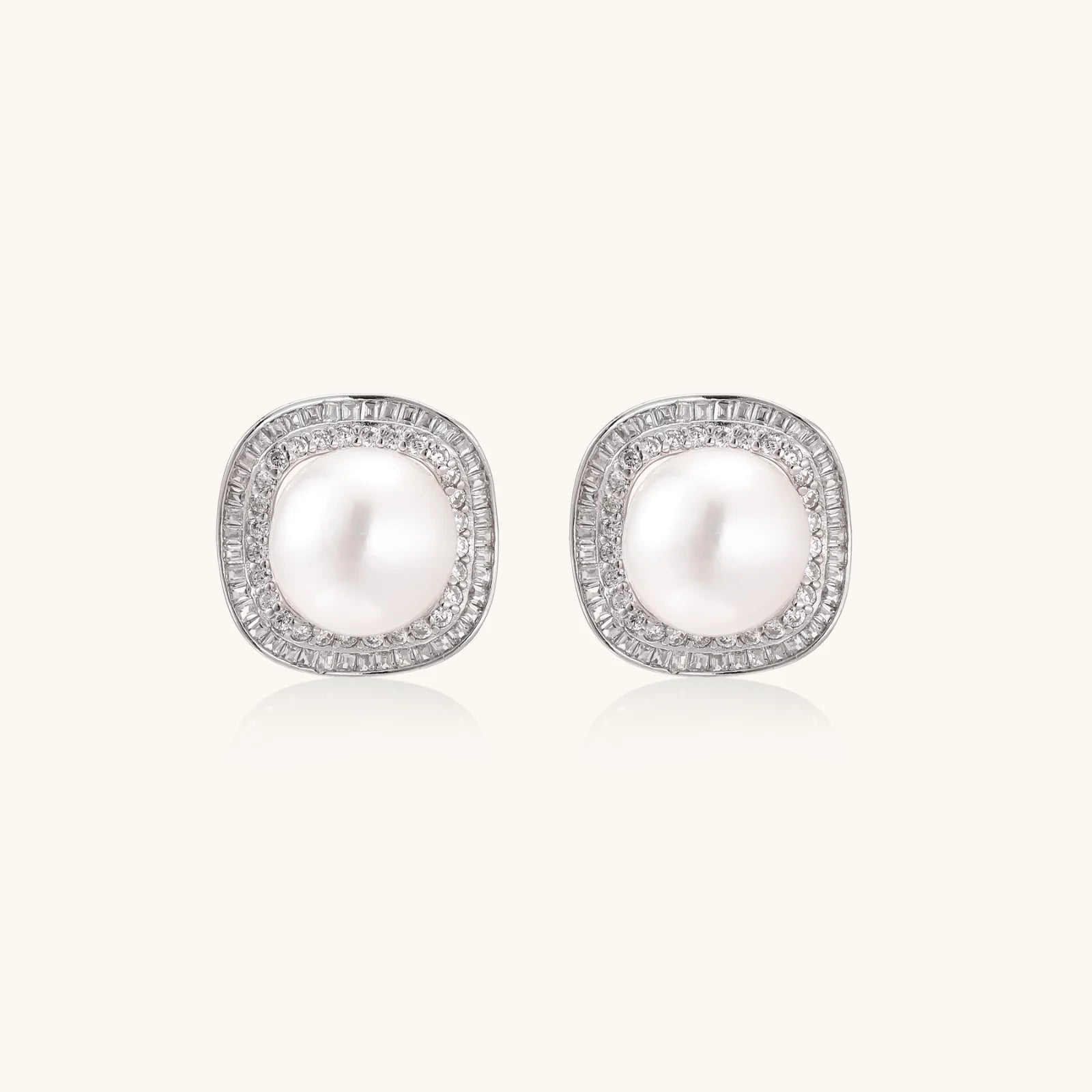 Pearl Halo Studs-Stones and Gems by Saday