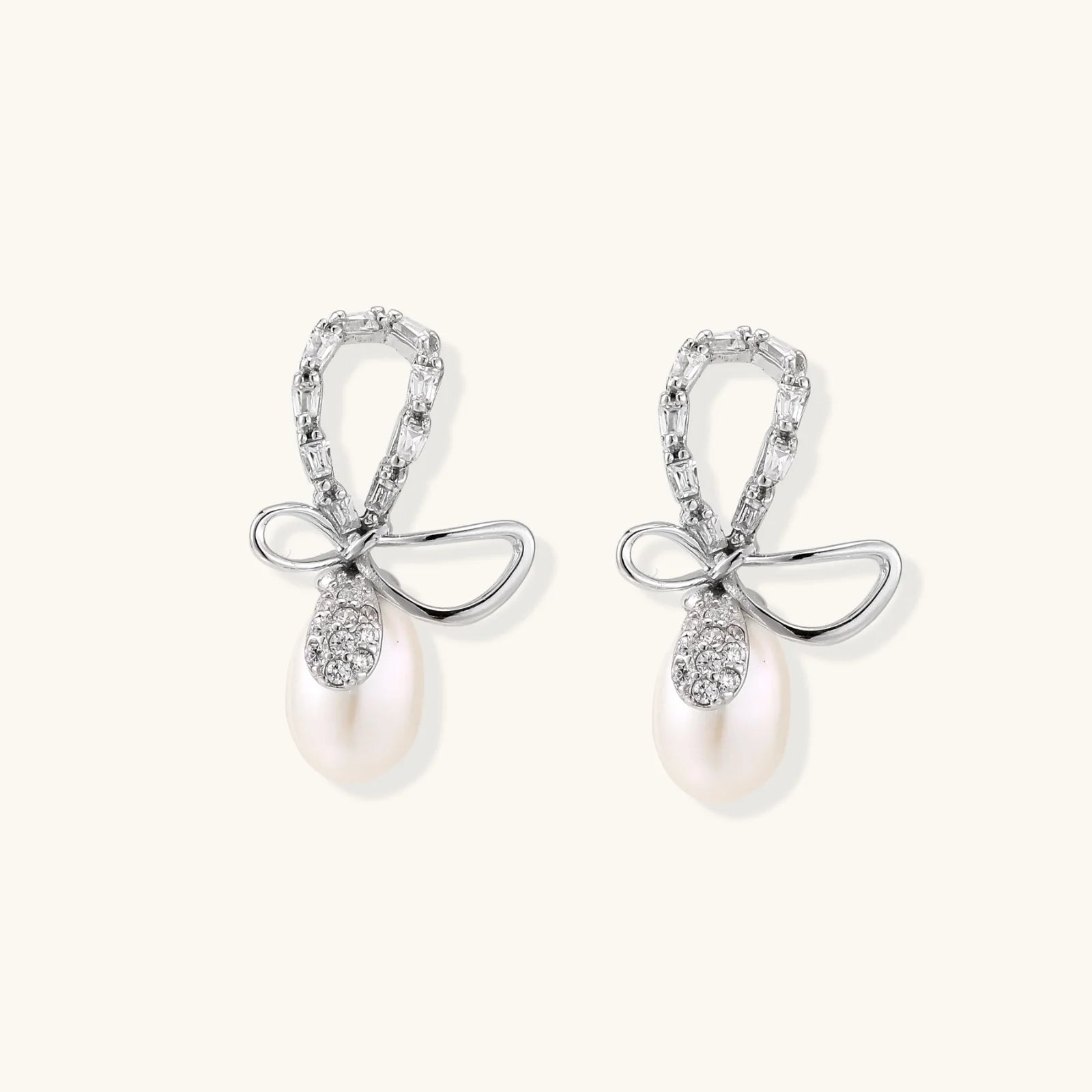 Crystal Bow Pearl Drops-Stones and Gems by Saday