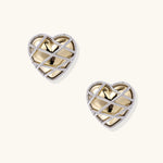 Woven Heart Stud Earrings-Stones and Gems by Saday