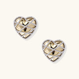 Woven Heart Stud Earrings-Stones and Gems by Saday