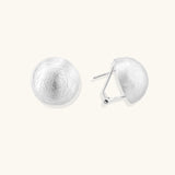 Brushed Silver Dome Earrings-Stones and Gems by Saday