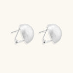 Brushed Silver Dome Earrings-Stones and Gems by Saday