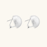 Brushed Silver Dome Earrings-Stones and Gems by Saday