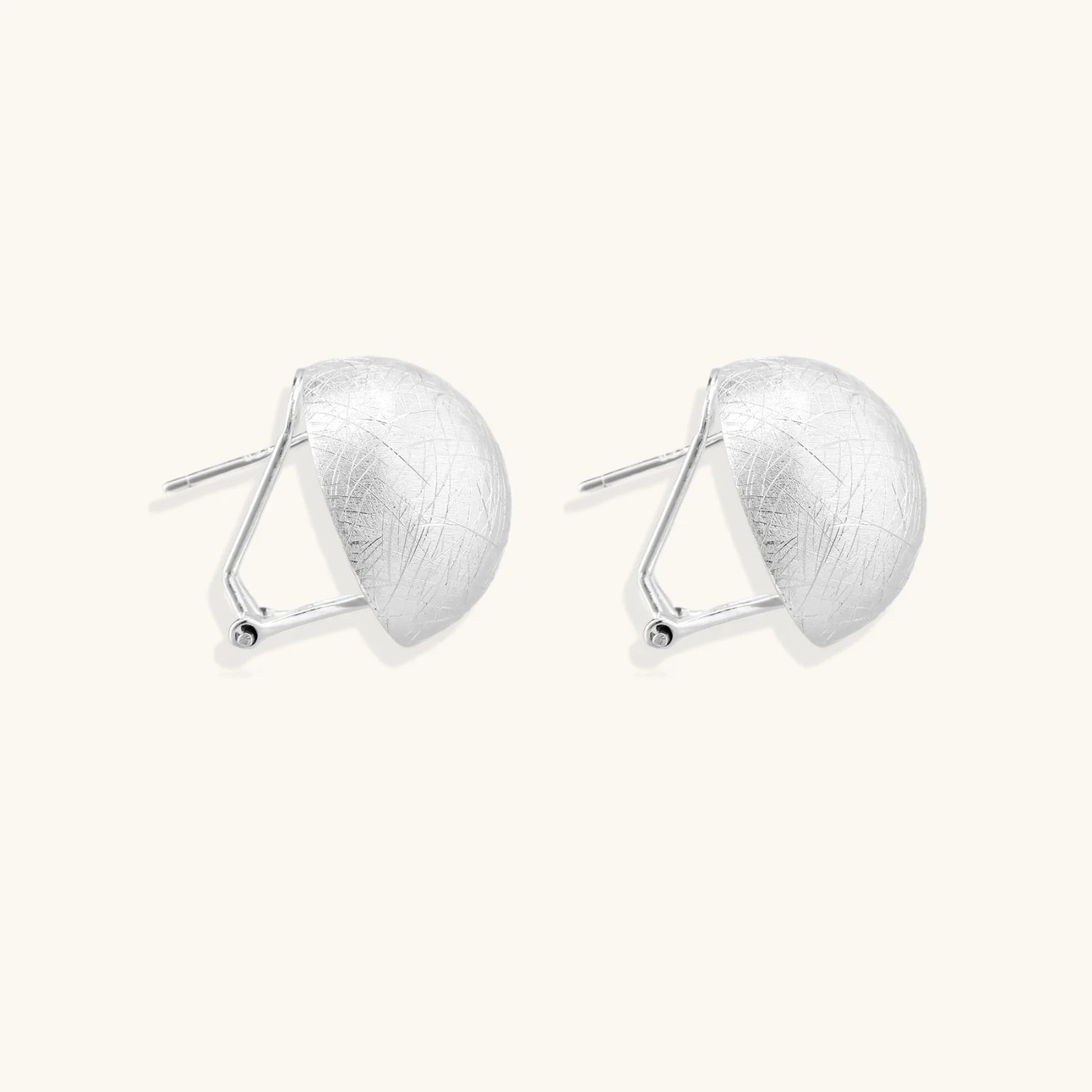 Brushed Silver Dome Earrings-Stones and Gems by Saday