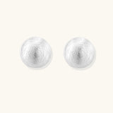 Brushed Silver Dome Earrings-Stones and Gems by Saday