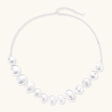 Lunar Pearl Arc Necklace-Stones and Gems by Saday