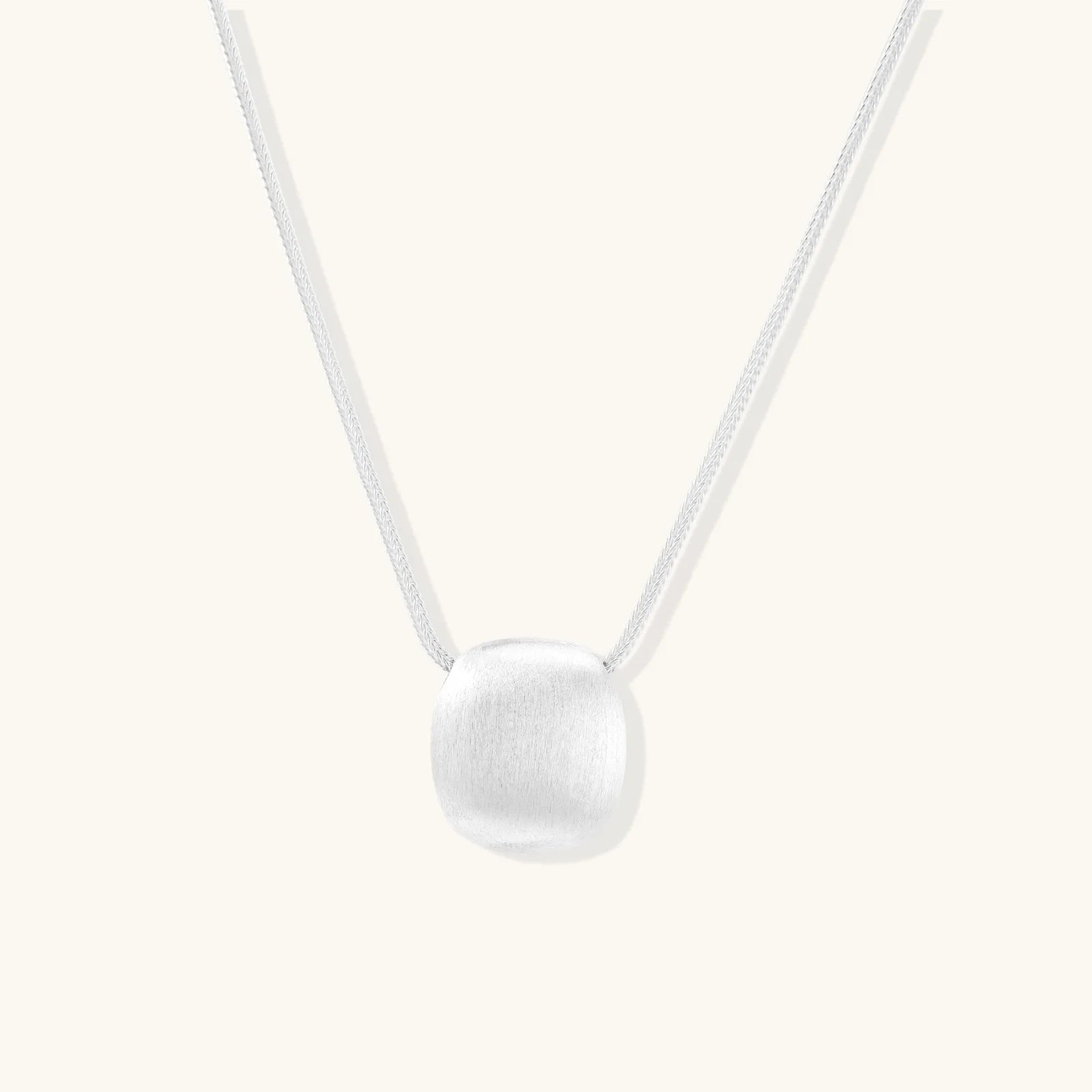 Brushed Silver Disc Necklace-Stones and Gems by Saday