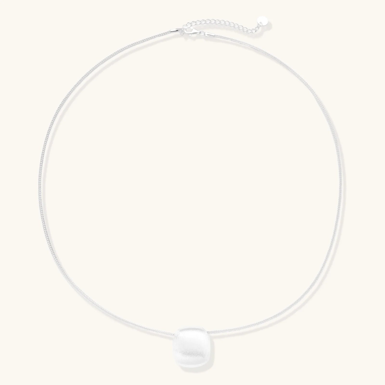 Brushed Silver Disc Necklace-Stones and Gems by Saday