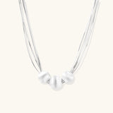 Silver Strand Layers Necklace-Stones and Gems by Saday