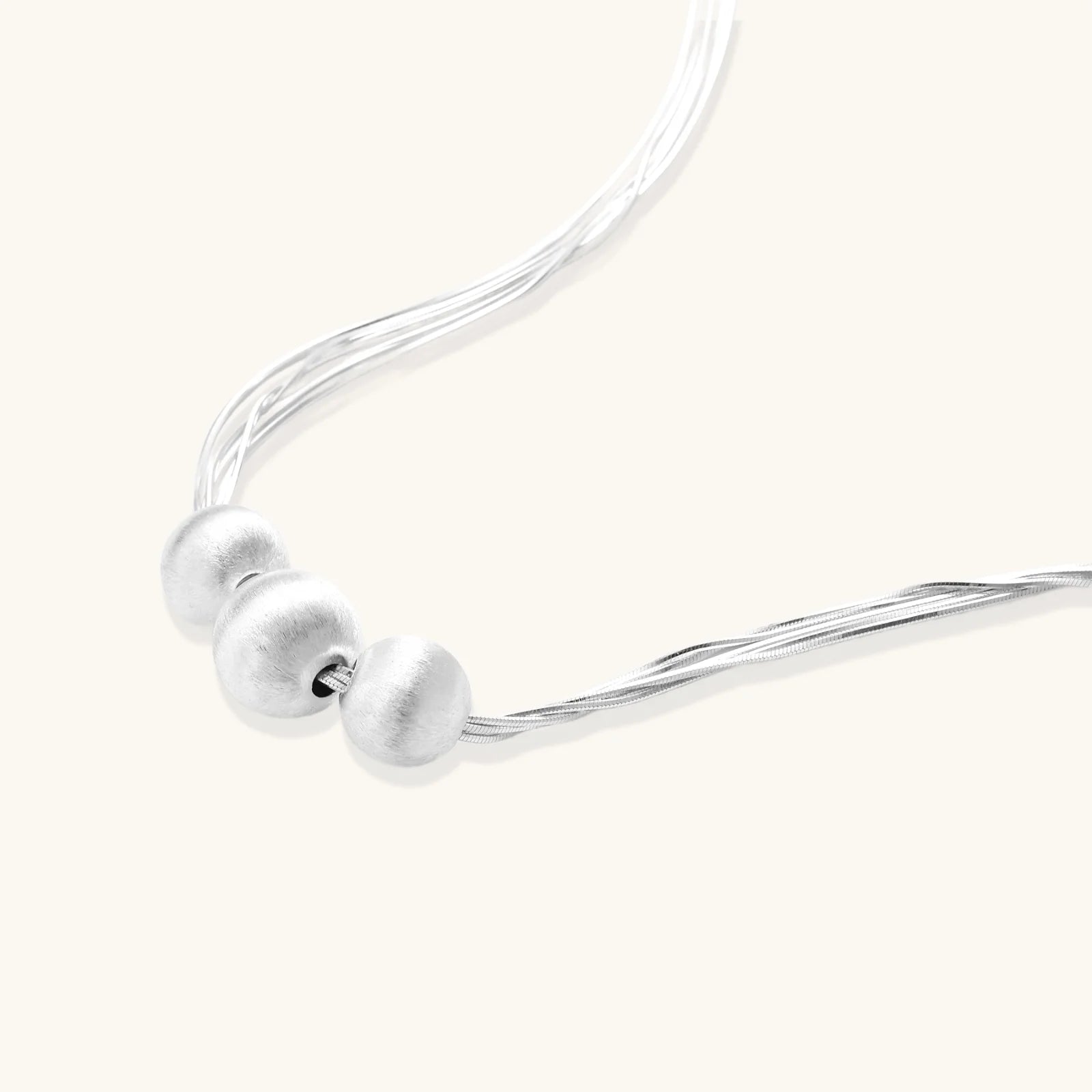 Silver Strand Layers Necklace-Stones and Gems by Saday