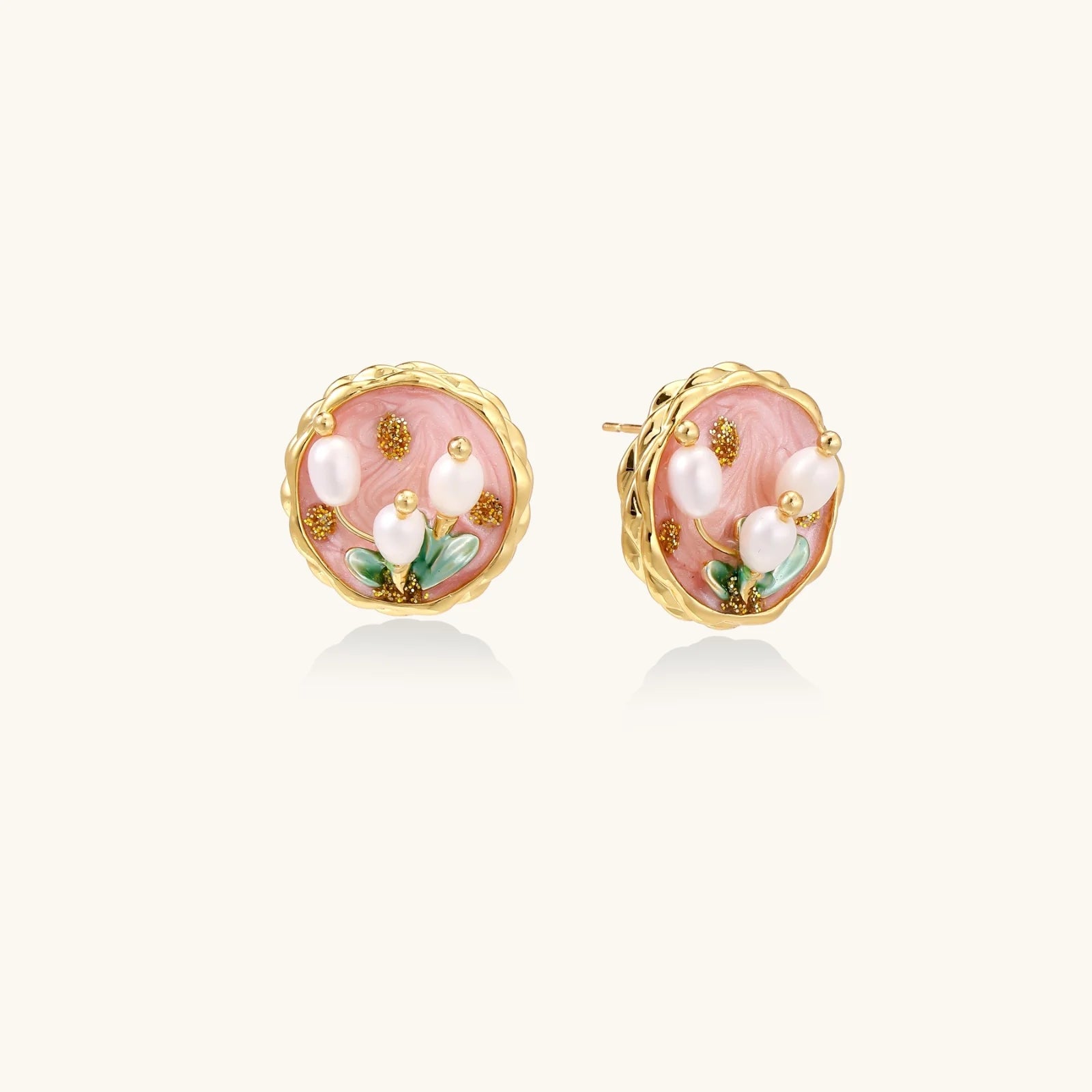 Garden Pearl Studs-Stones and Gems by Saday
