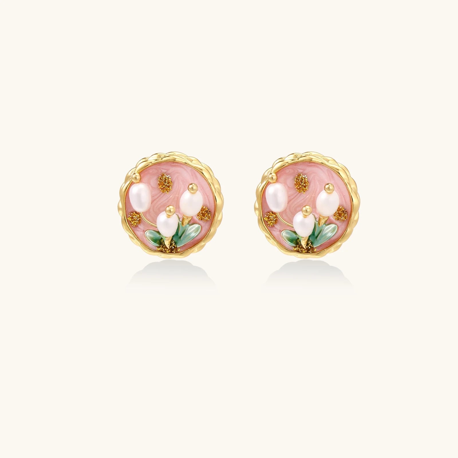 Garden Pearl Studs-Stones and Gems by Saday