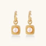 Golden Pearl Drop Hoops-Stones and Gems by Saday
